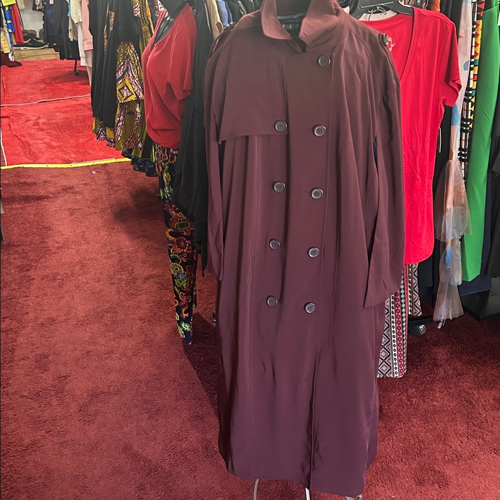 Elegant Burgundy Double-Breasted Coat